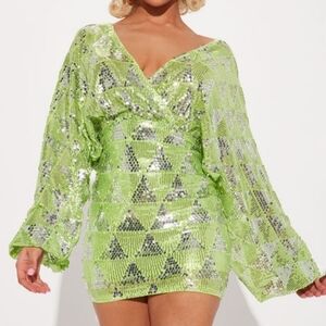 Green Sequin Mini Dress (S)